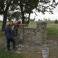 Building the new entrance, donated by the Matrinez family in memory of their brother, Petey Martinez.