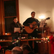 Roberts Family playing musical instruments for our annual Christmas program