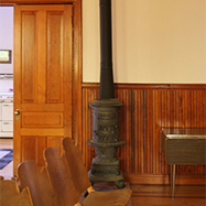 Pot bellied stove in the main sanctuary is original.