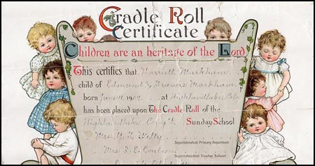 Cradle Roll Certificate Highlandlake Congregational Church, 1911