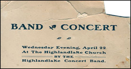 Concert Series Program for the Highlandlake Church