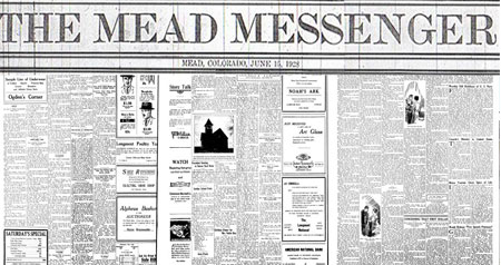 Screen shot of a 1928 Mead Messenger Newspaper